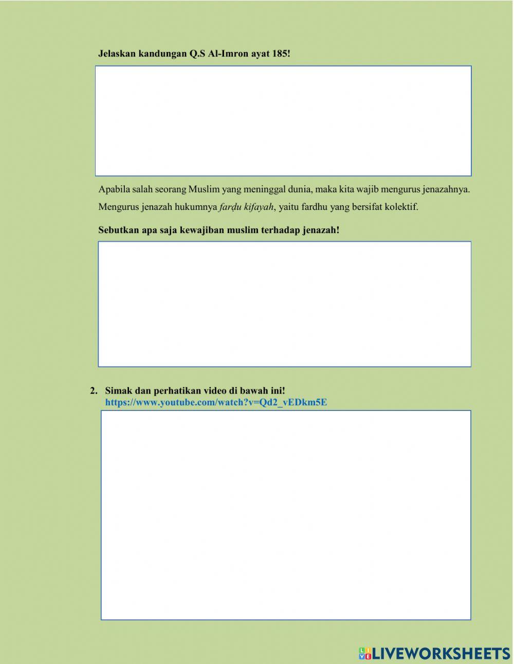 LKPD Tatacara Pengurusan Jenazah (Sub Tema Memandikan dan mengkafani Jenazah)