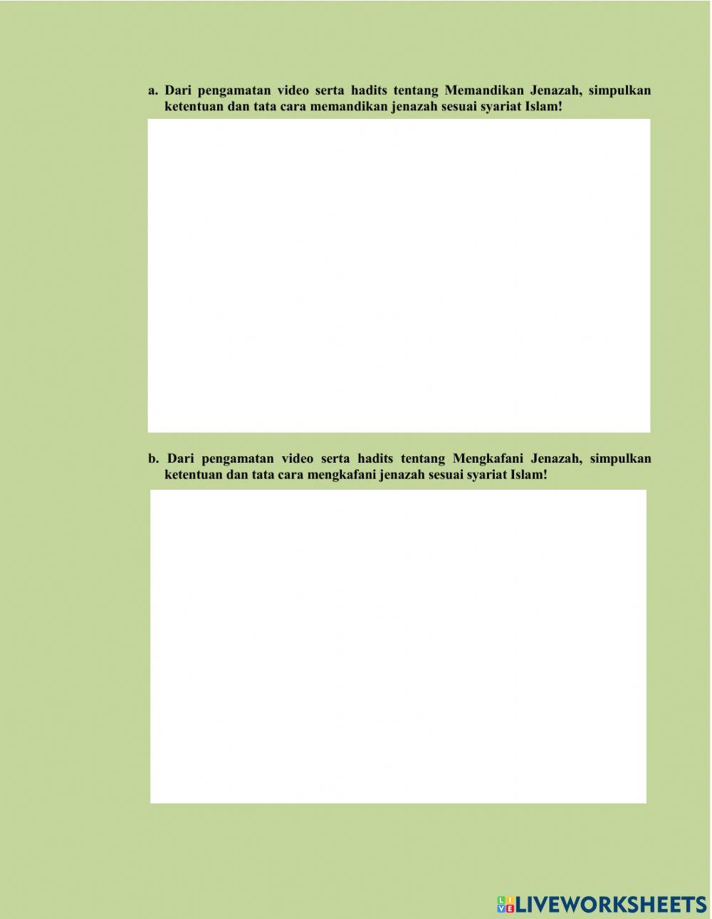 LKPD Tatacara Pengurusan Jenazah (Sub Tema Memandikan dan mengkafani Jenazah)