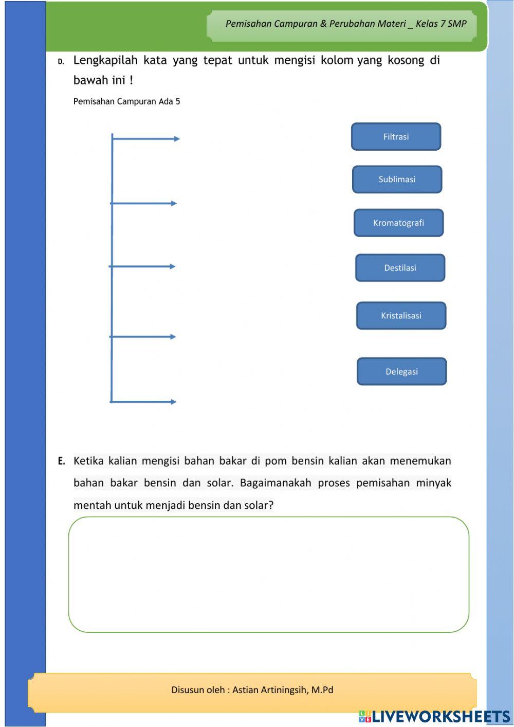 Pemisahan Campuran dan Perubahan