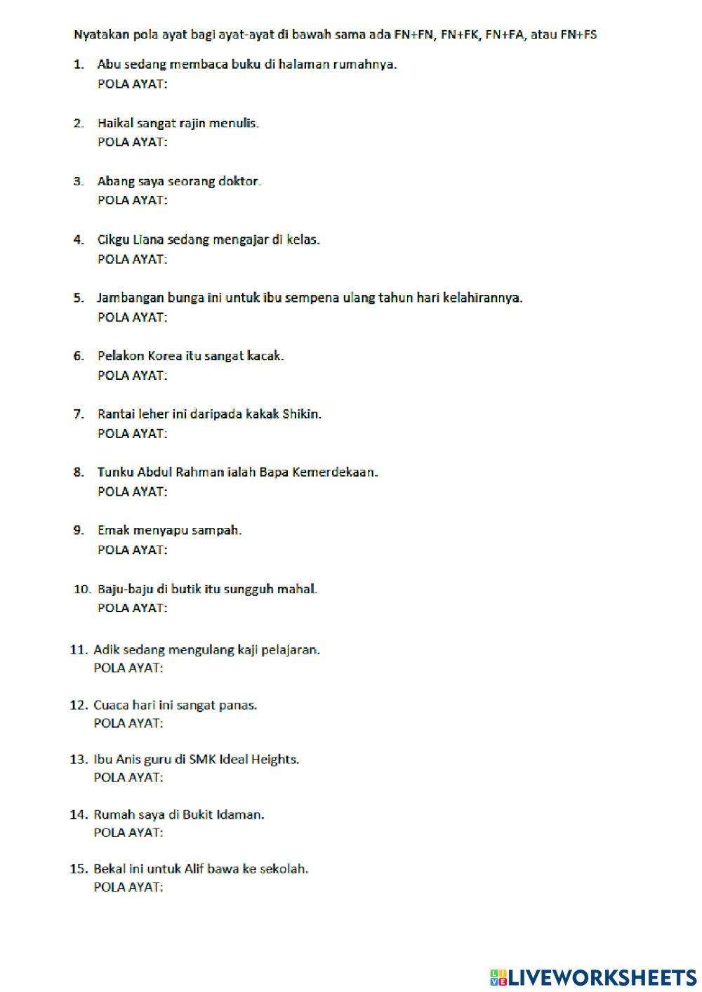 Latihan bahasa melayu