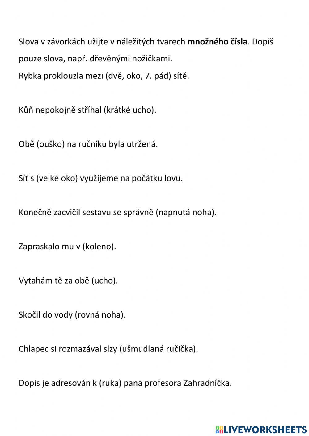 Skloňování částí lidského těla