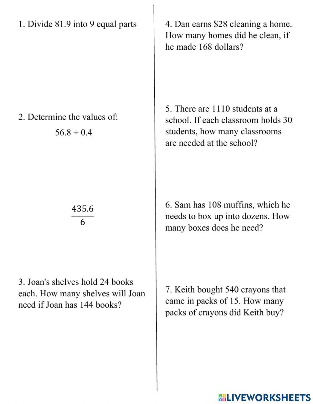 Dividing Real Numbers