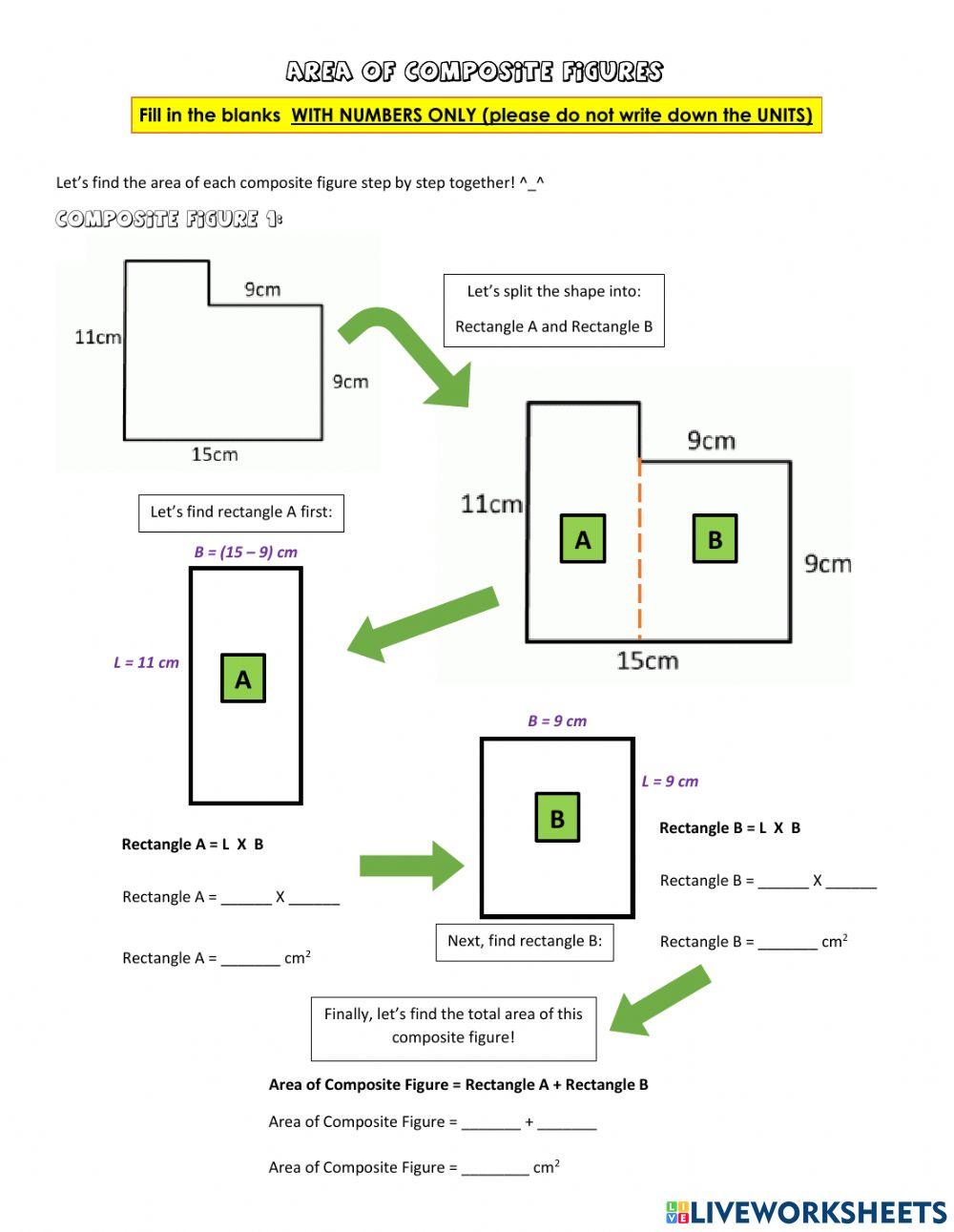Composite Figure Area Worksheet