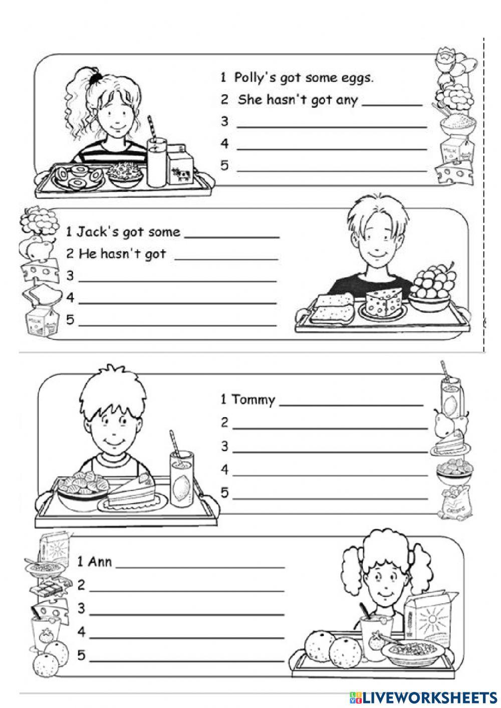 Has got x hasn-t got, some x any