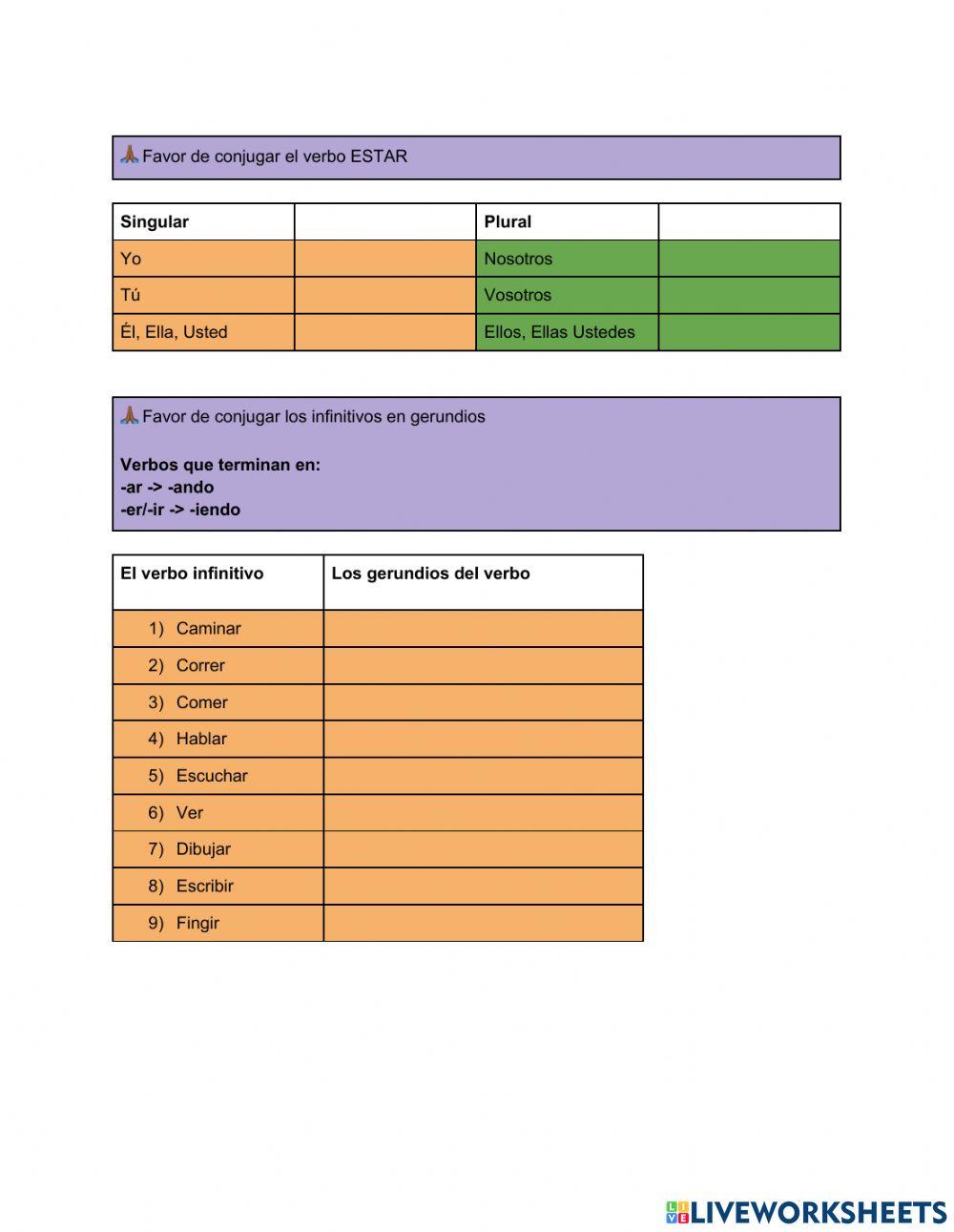 Presente Progresivo LiveWorksheets 1512366