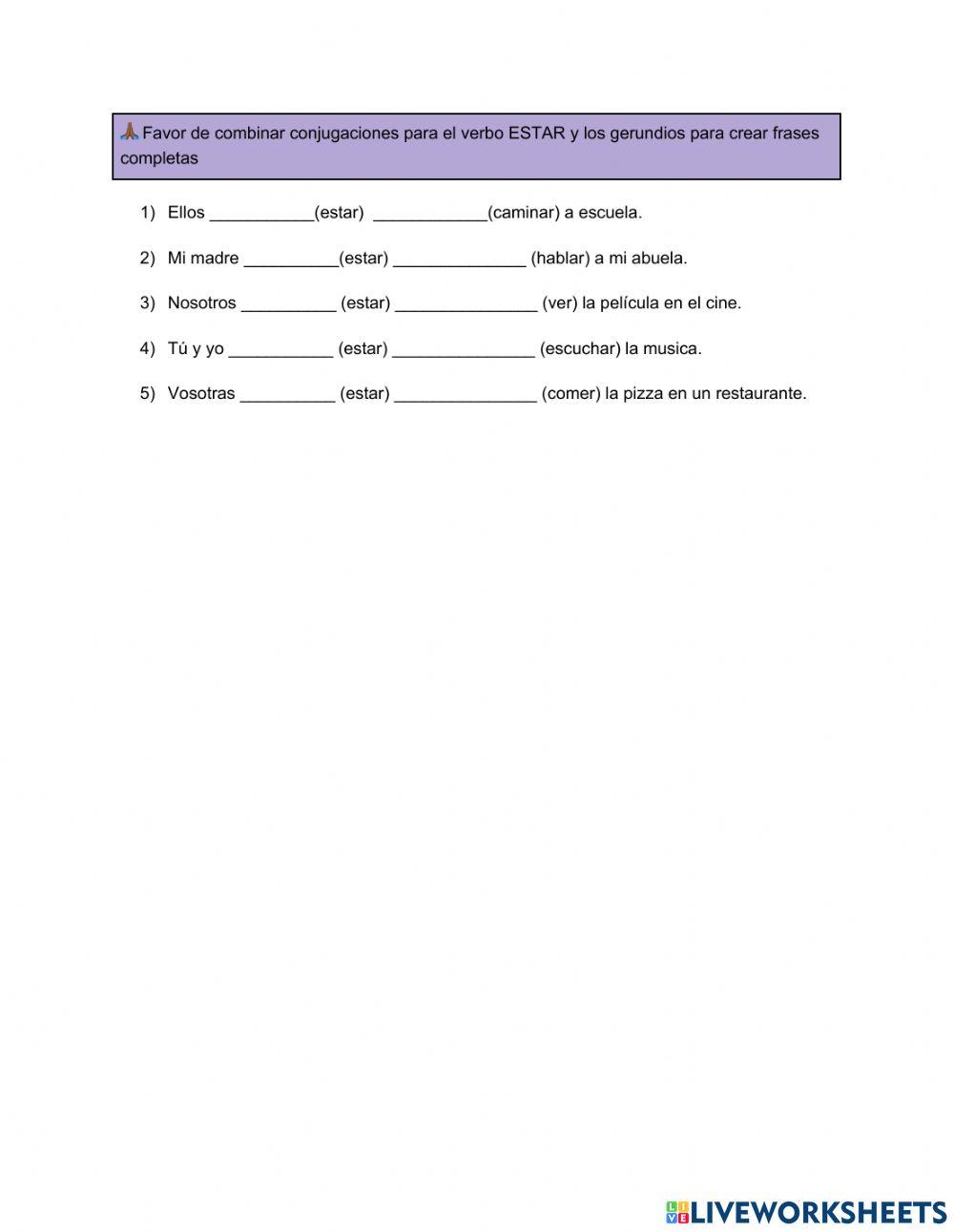 Presente Progresivo LiveWorksheets 1512366
