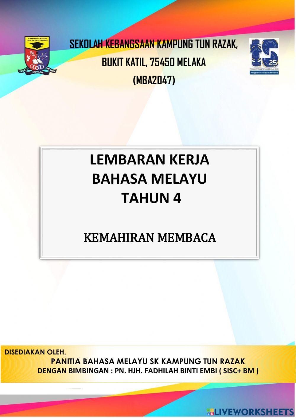 Lembaran kerja bahasa melayu tahun 4