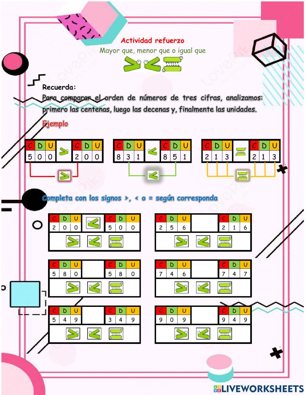 Mayor que, menor que o igual que