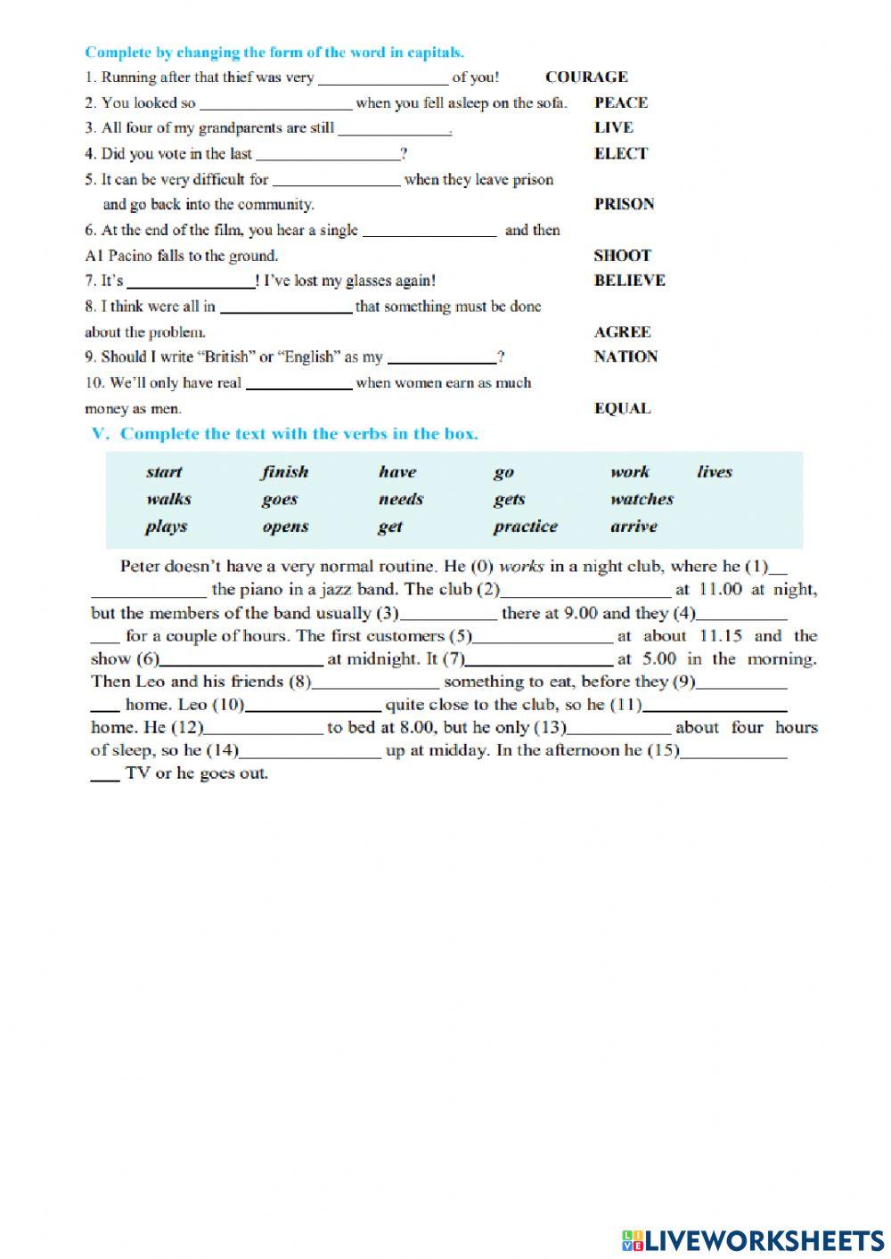 English 7-Test for Unit 1-BVV