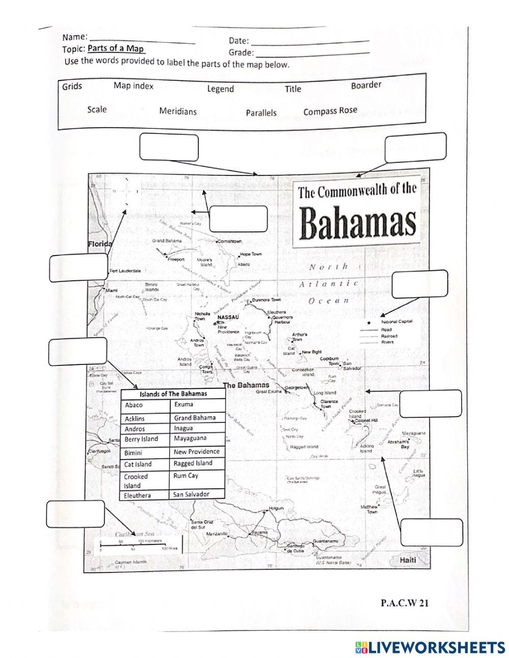 Parts of a Map- Labeling worksheet | Live Worksheets parts-of-a-map-labeling-worksheet-live-worksheets