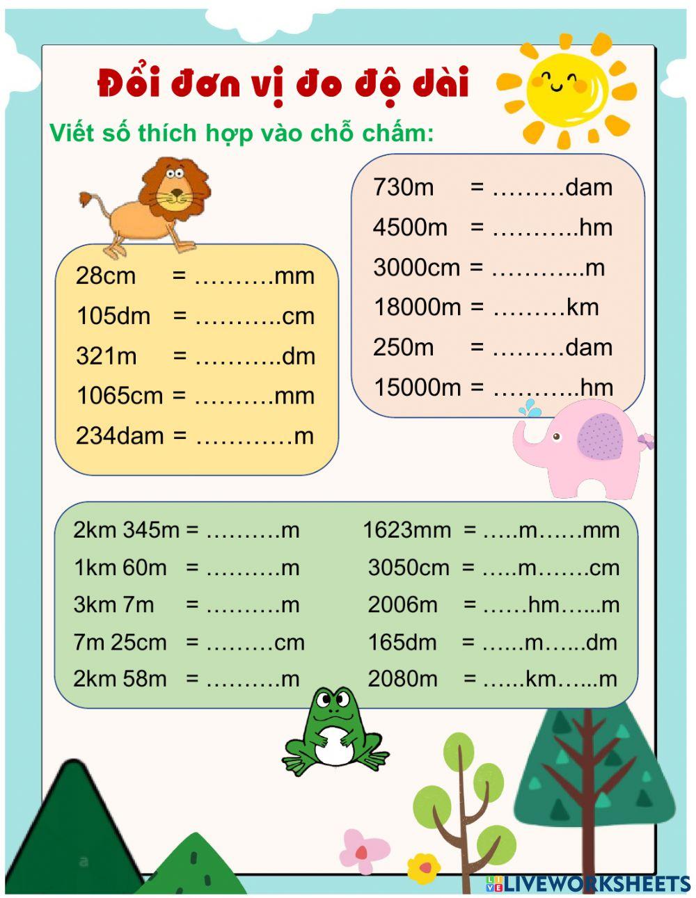 Đổi đơn vị đo độ dài