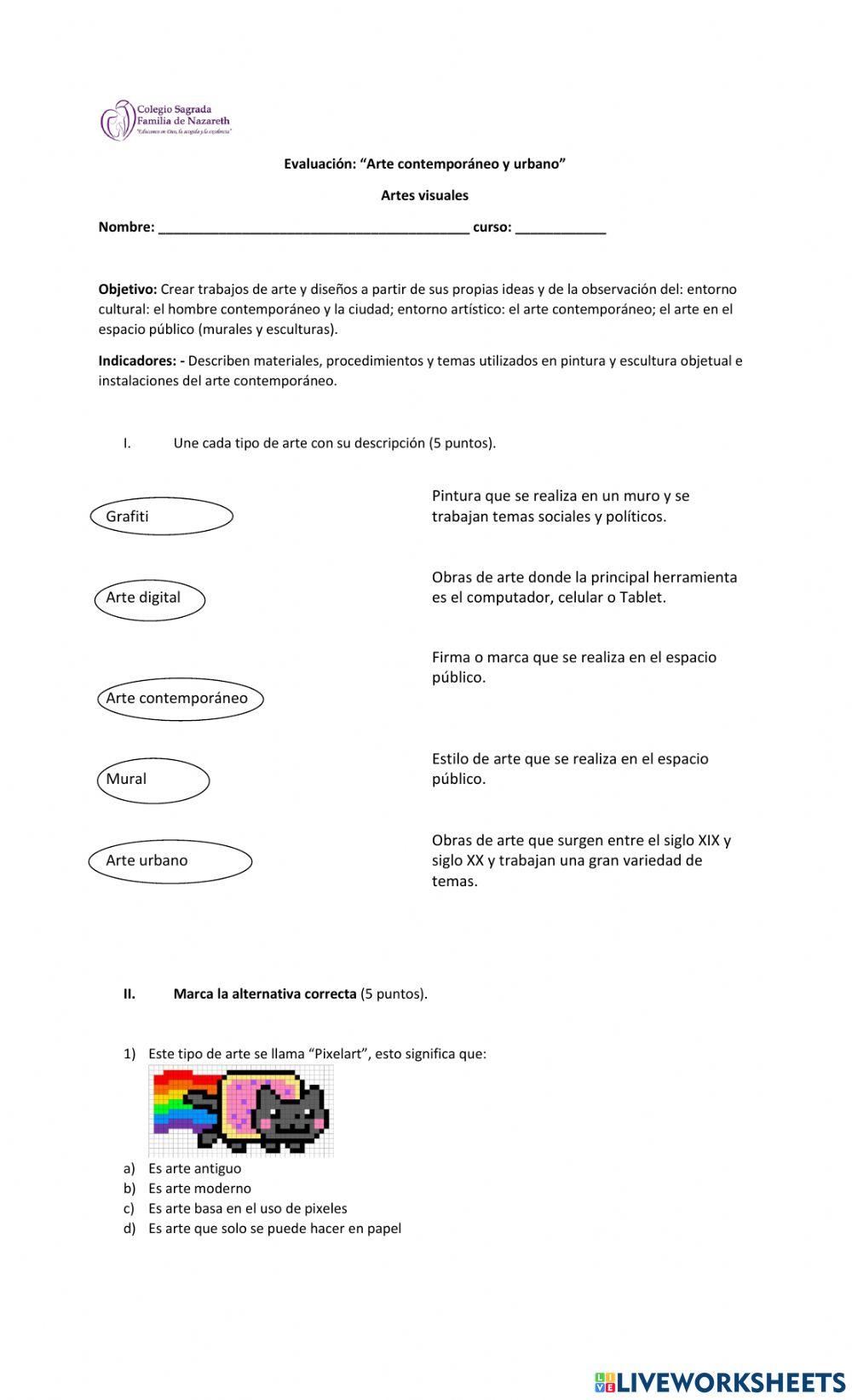 Evaluación sobre el Arte