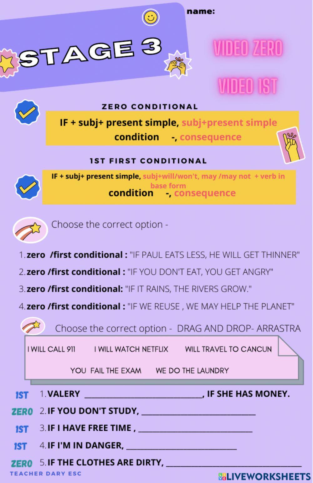 Review Stage 2 and 3- present perfect, conditionals