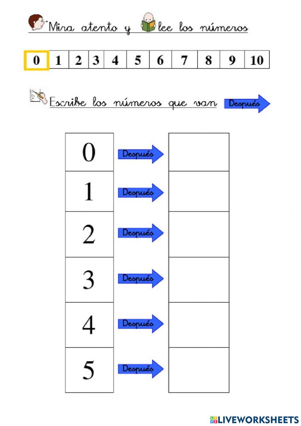Número que va después 1-10