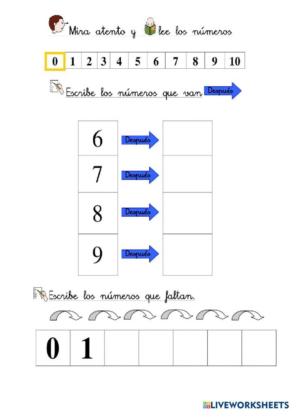 Número que va después 1-10