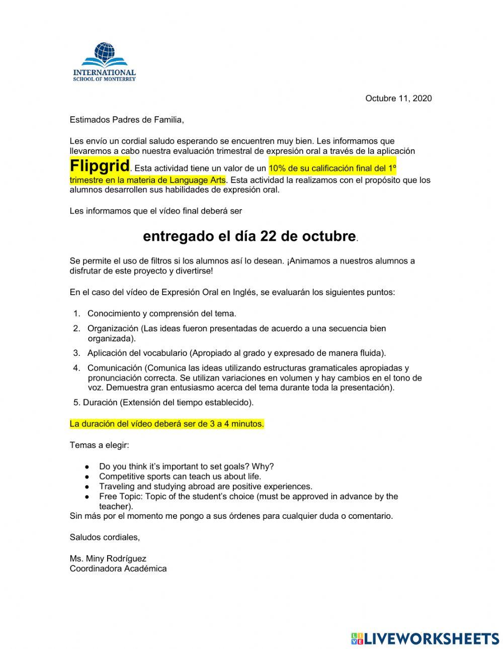 9-LA Flipgrid speech exercise