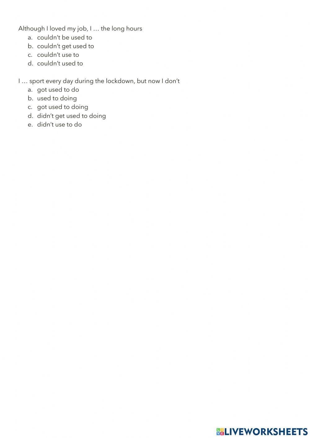 BE USED TO and GET USED TO