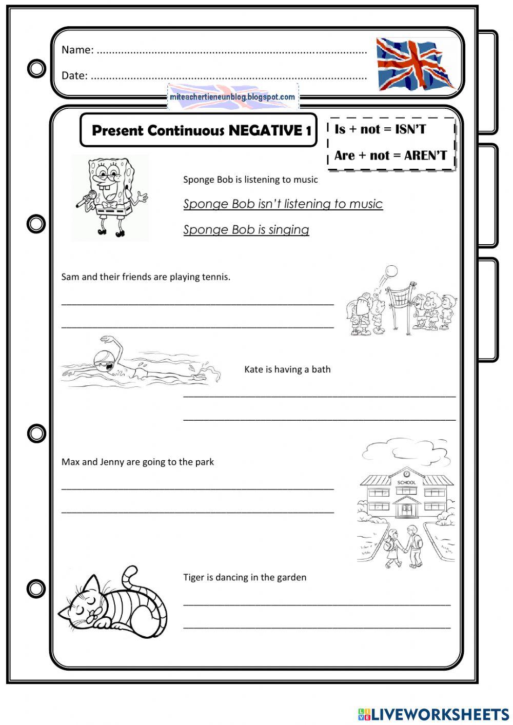Present Conitnuous NEGATIVE 1