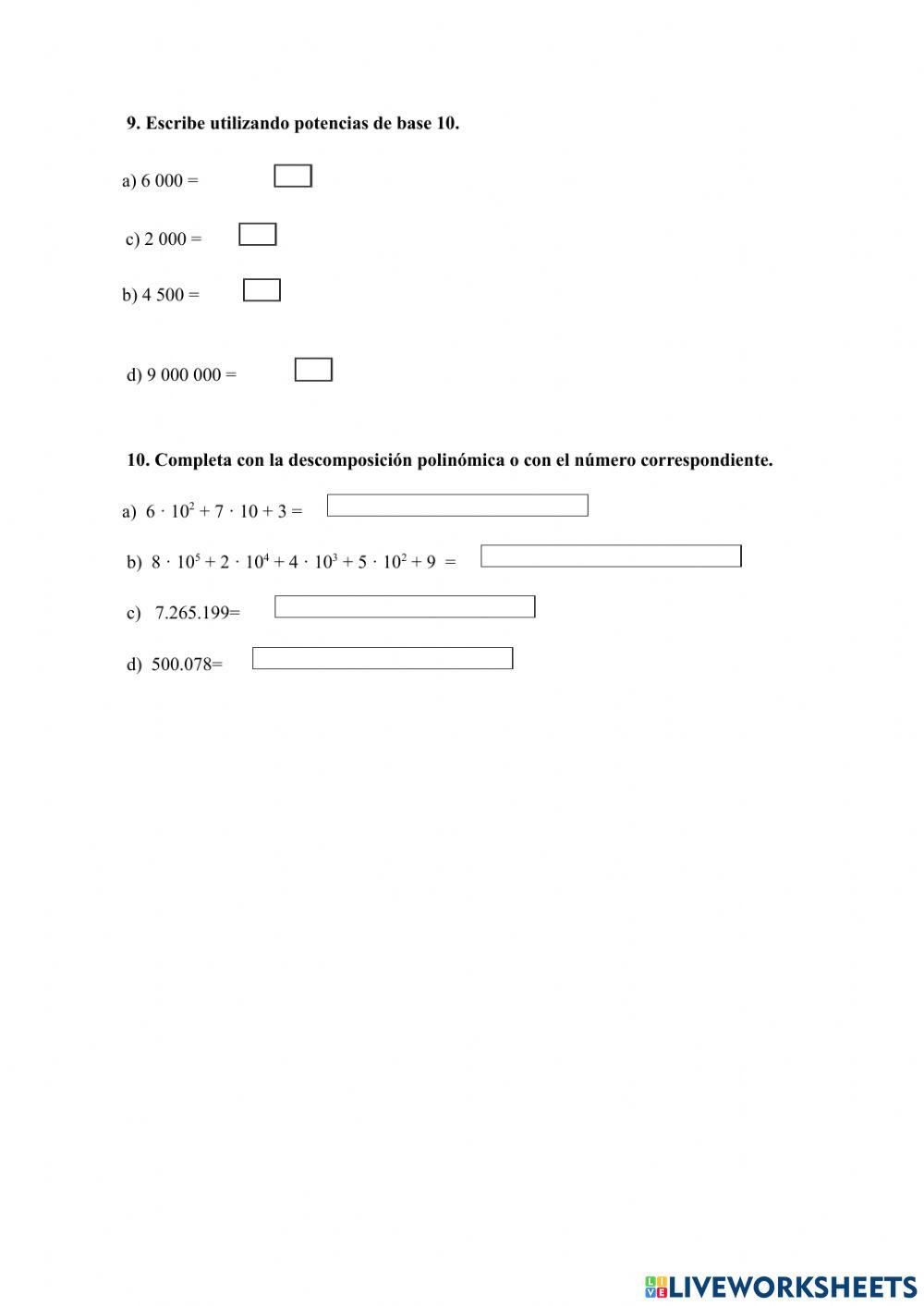 Multiplicación y potencias