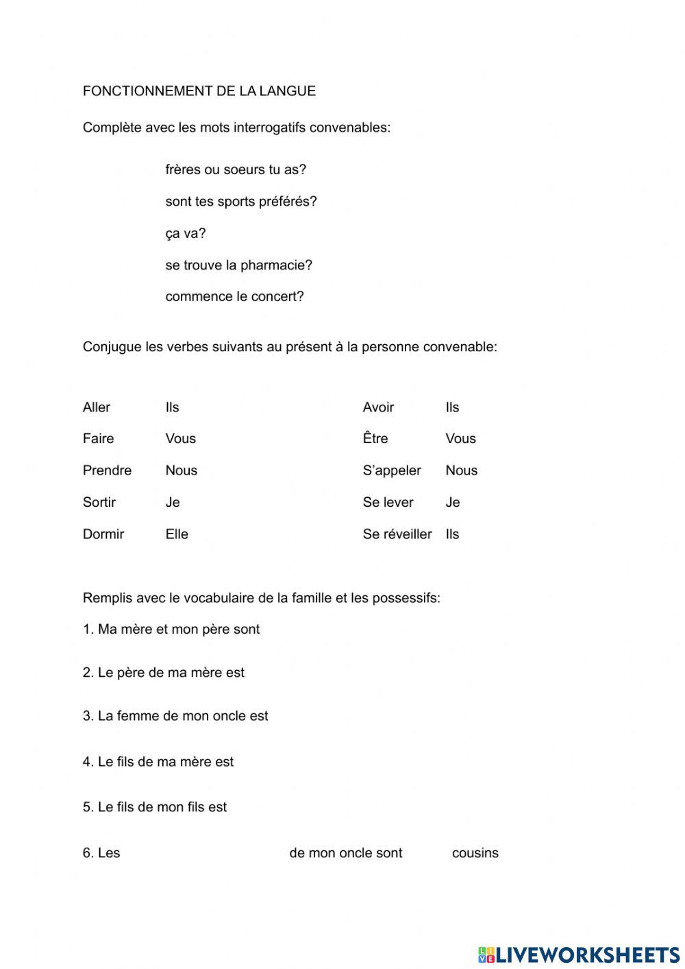 Grammaire et vocabulaire