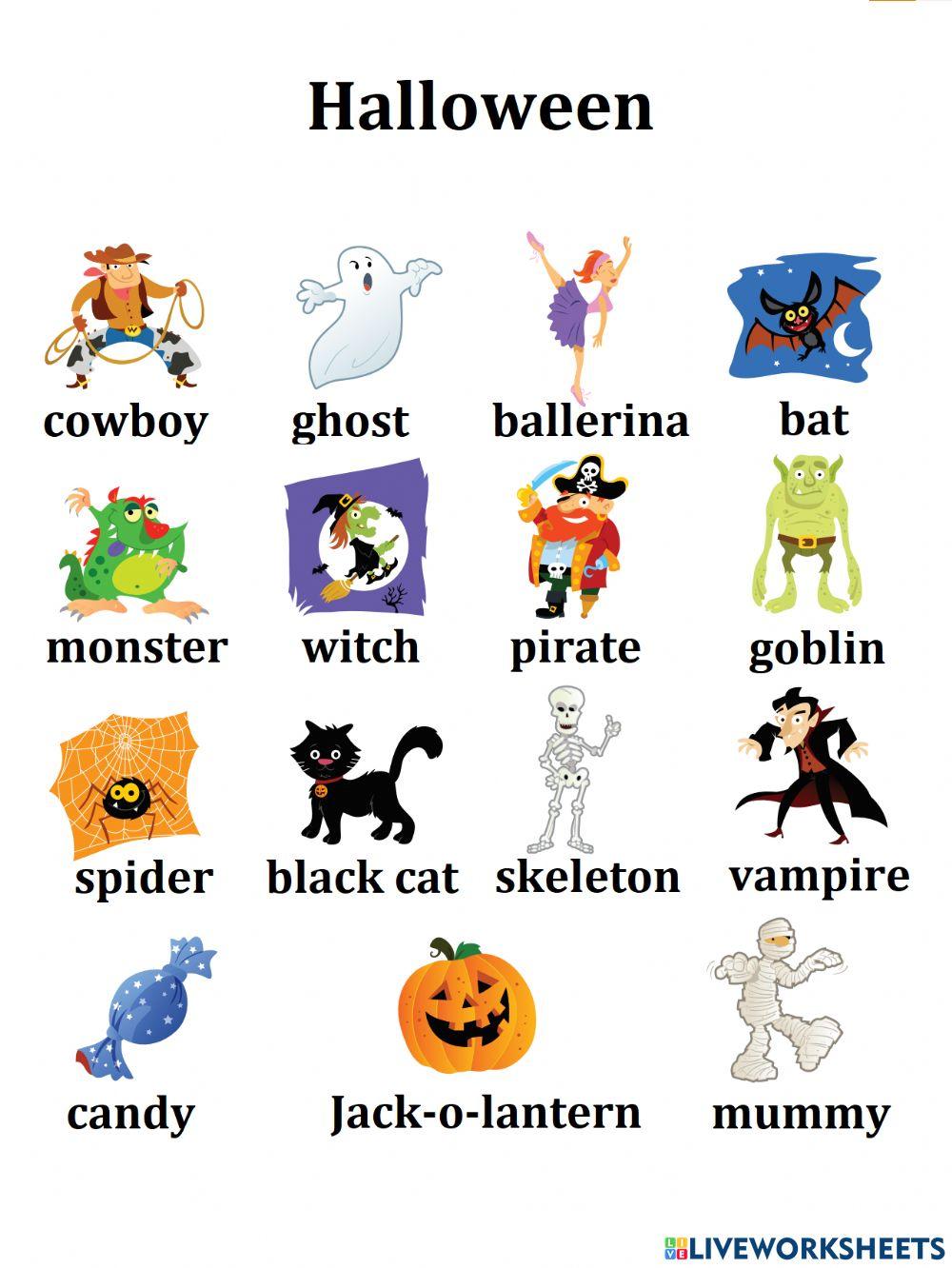 Halloween online exercise for preschool | Live Worksheets