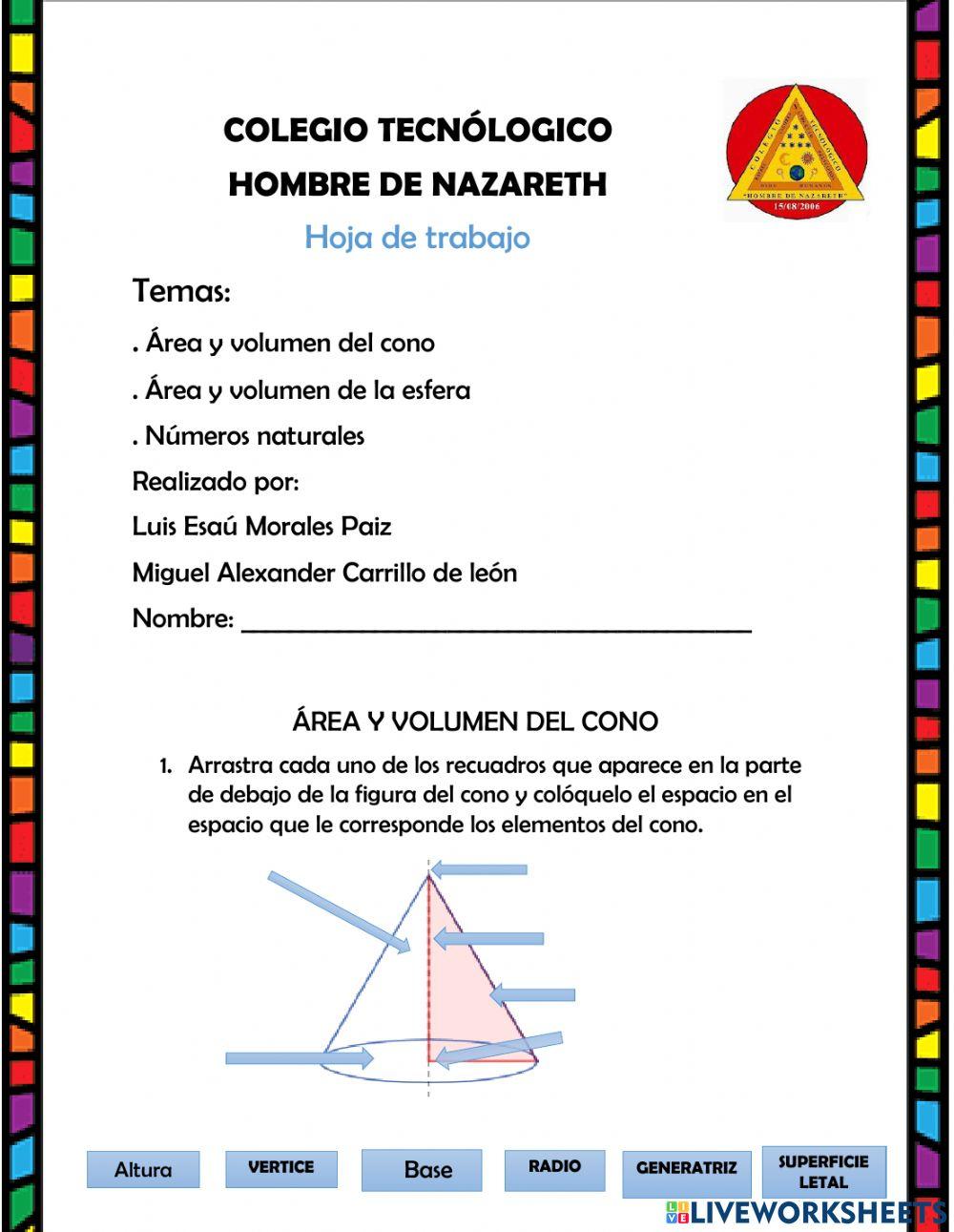 Hoja de trabajo matemática