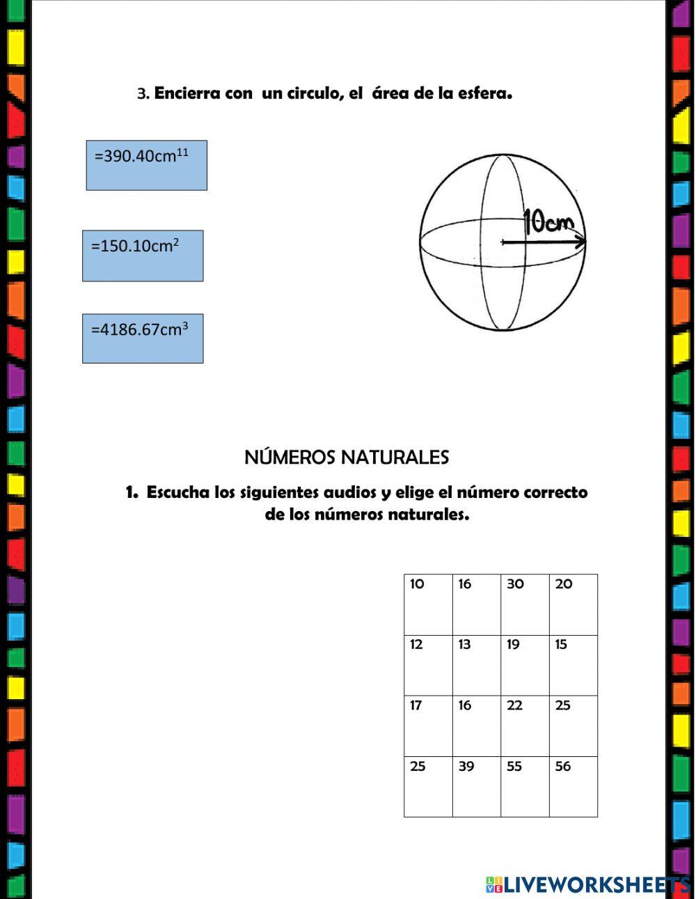 Hoja de trabajo matemática