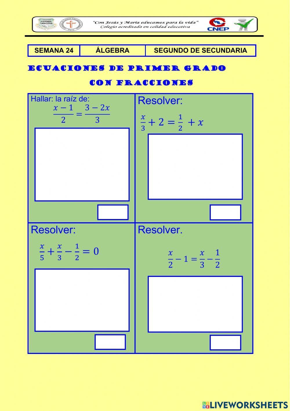 Ecuaciones con fracciones