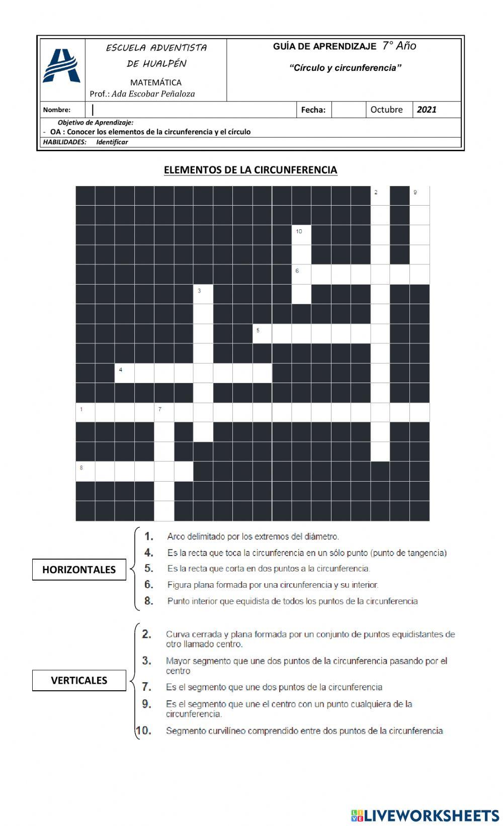 Elementos de la circunferencia y el círculo