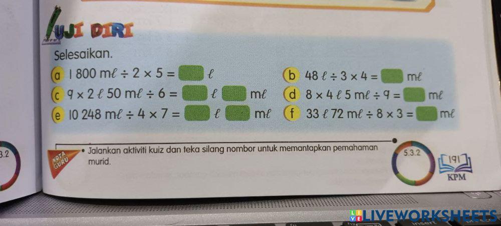 Darab dan bahagi isipadu cecair