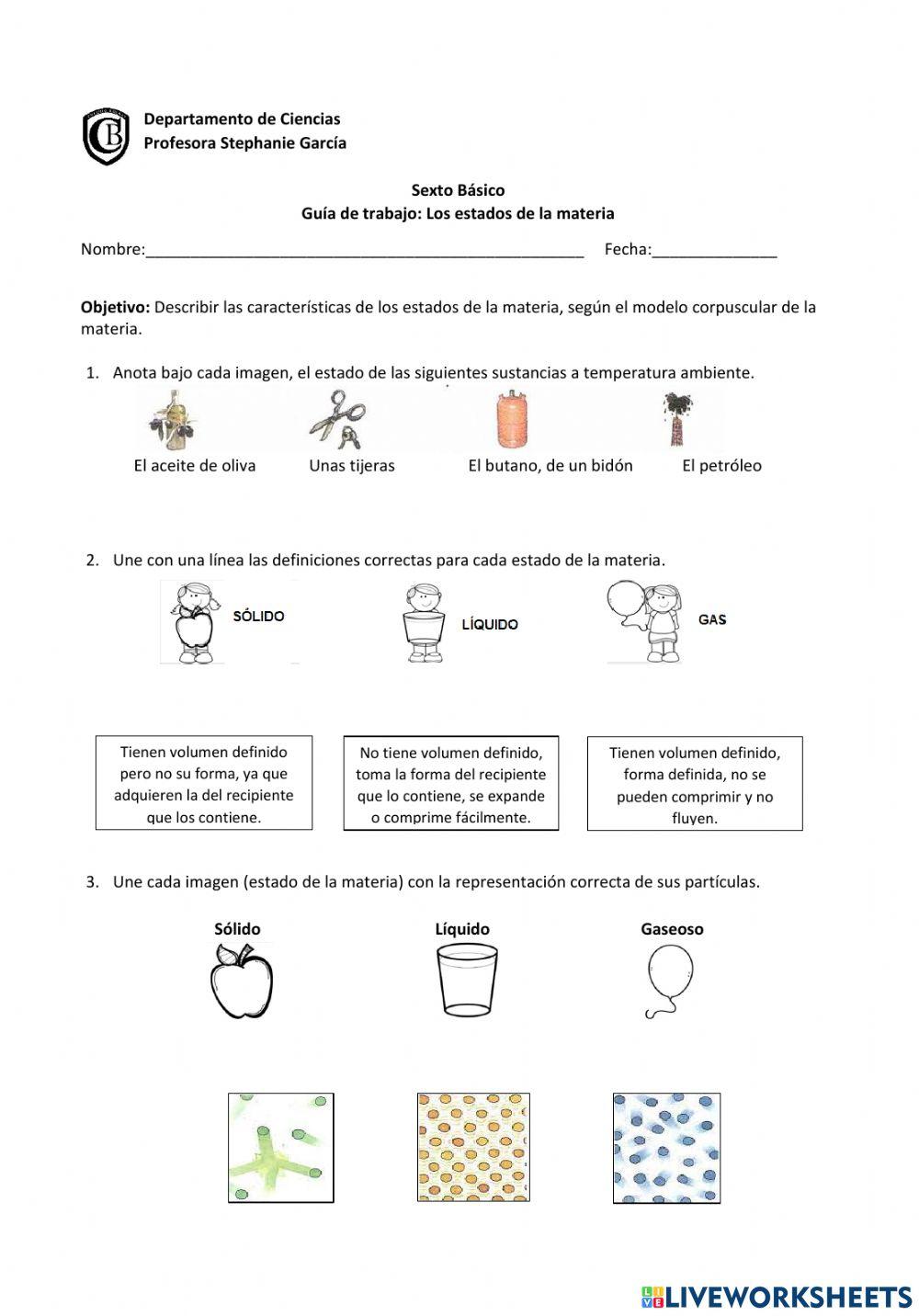 Características de los estados de la materia