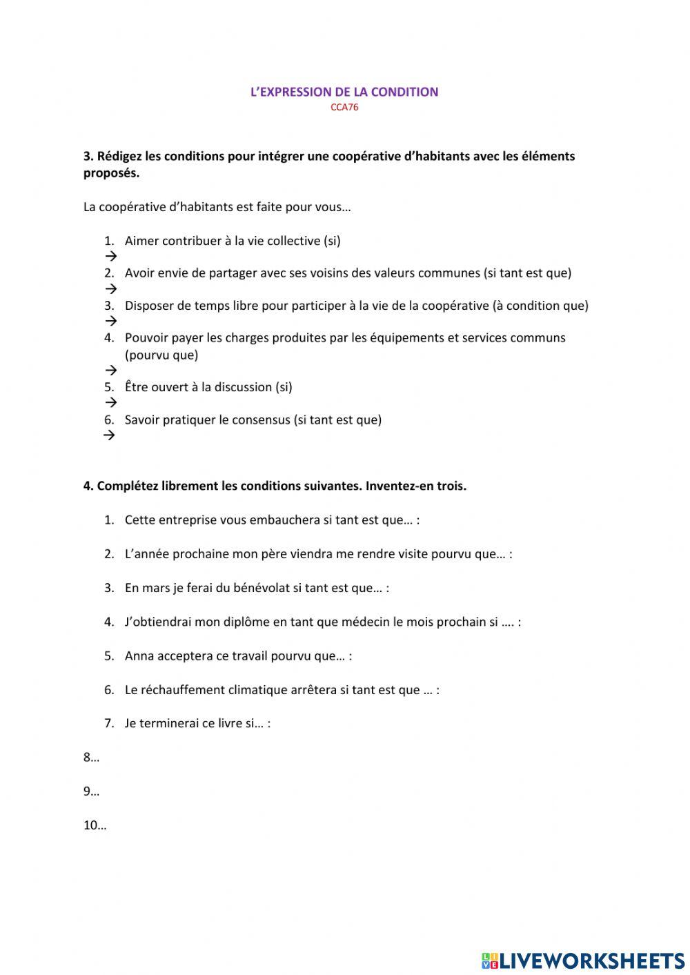 L'expression de la condition