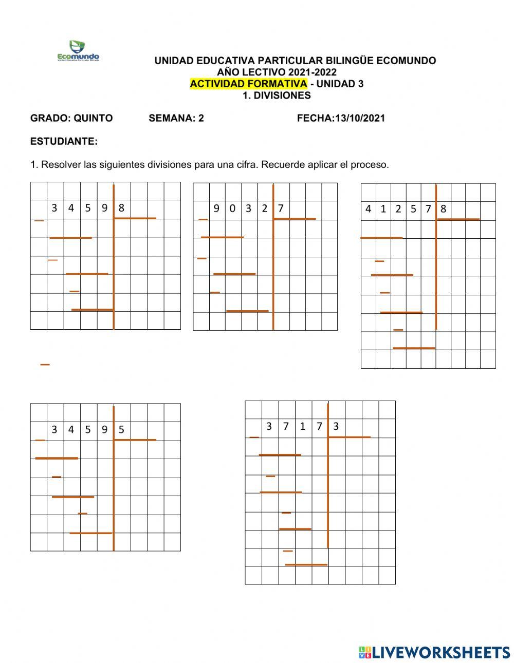 Divisiones para una cifra