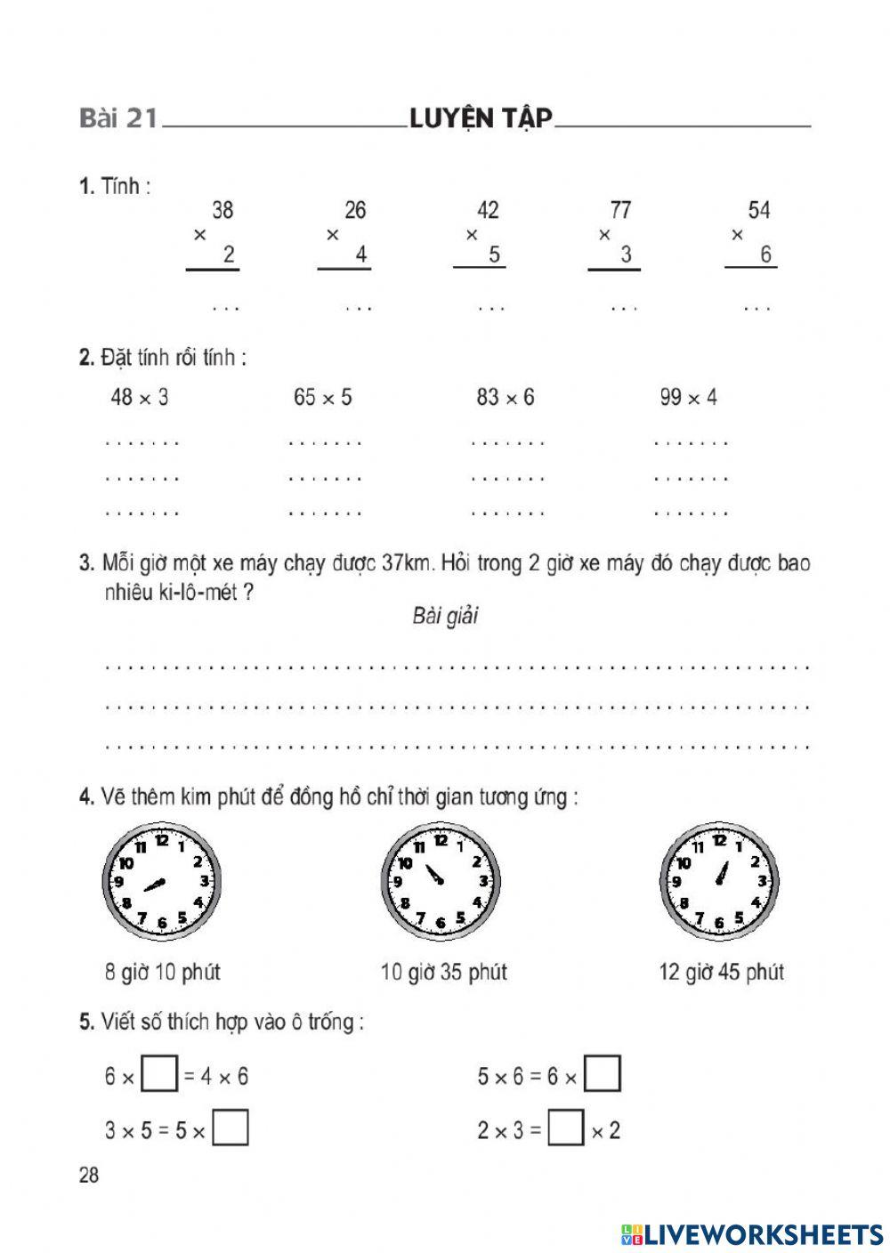 Luyện tập Toán lớp 3 - Vở bài tập