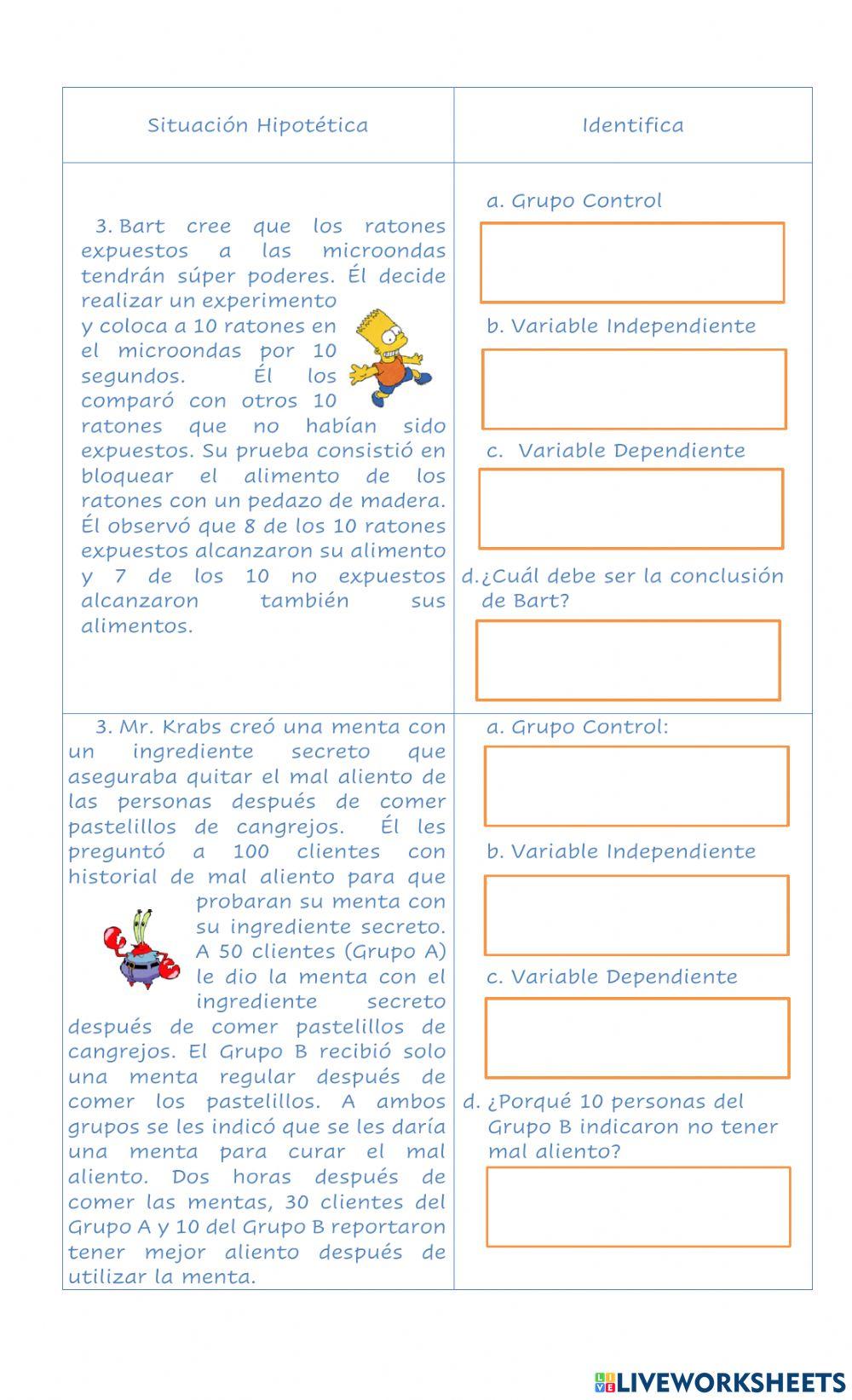 Las variables experimentales