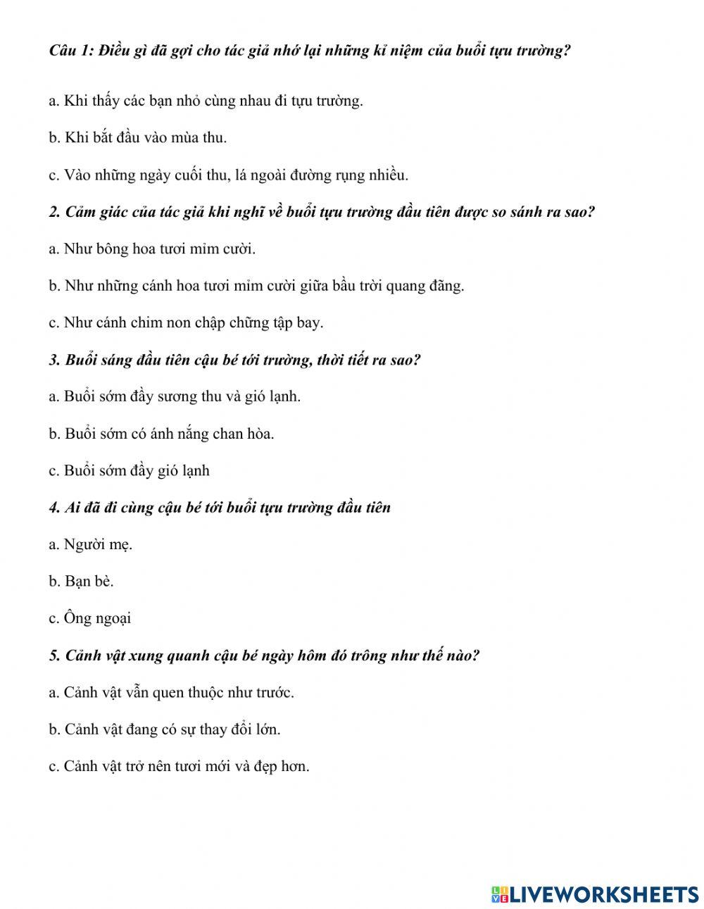 Nhớ lại buổi đầu đi học