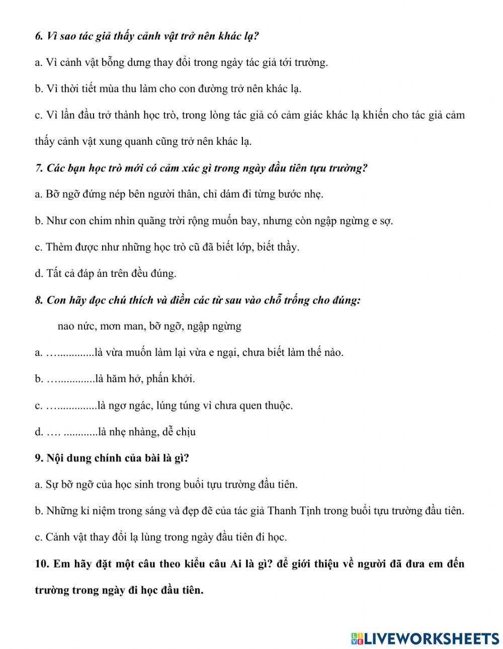 Nhớ lại buổi đầu đi học