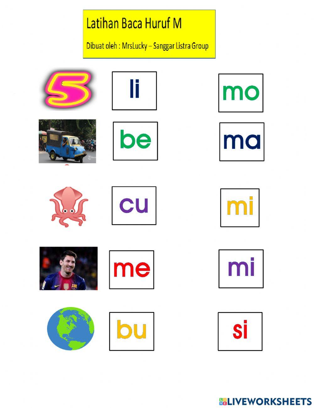 Latihan baca ma mi mu me mo