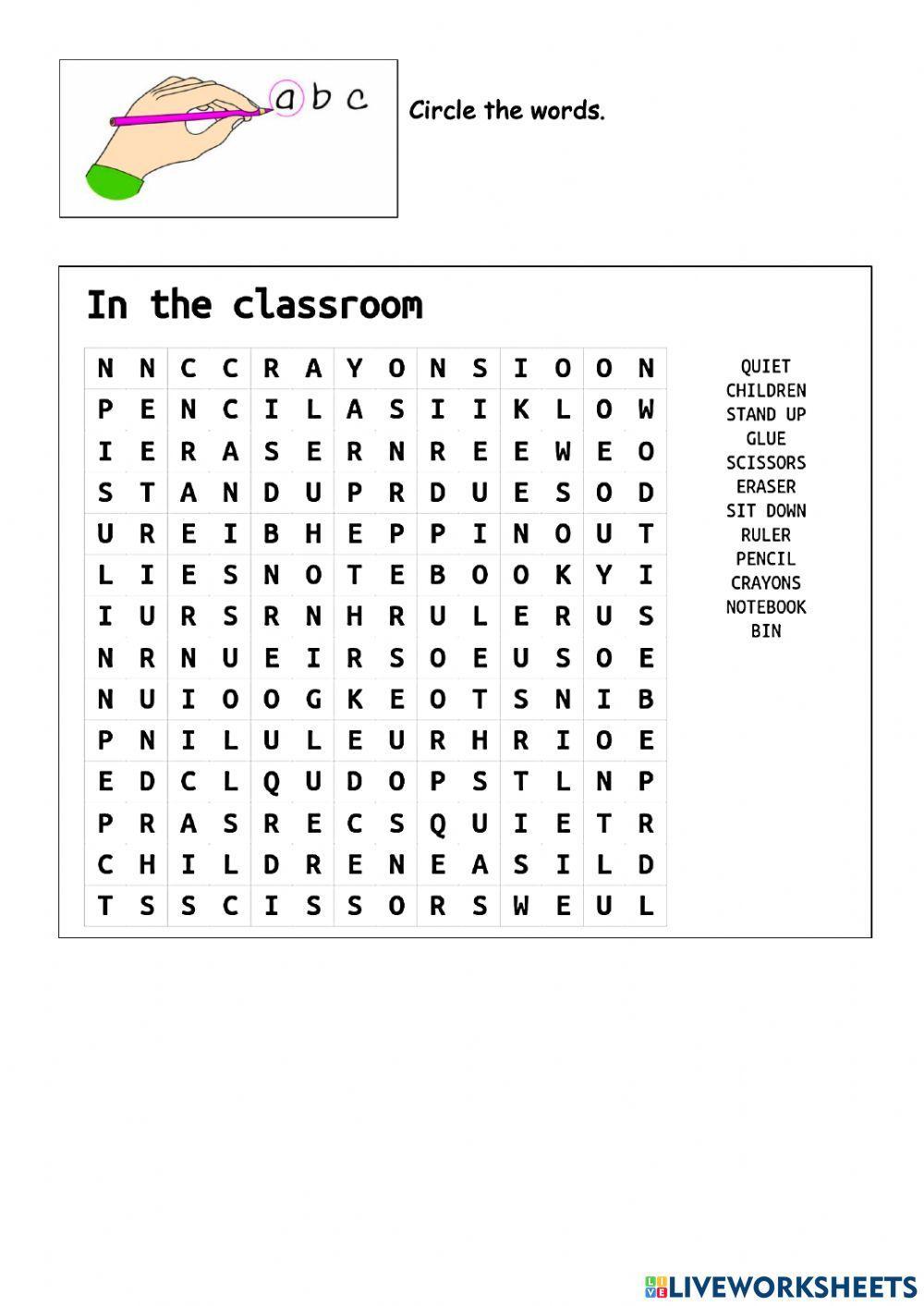 Wordsearch (in the classroom)