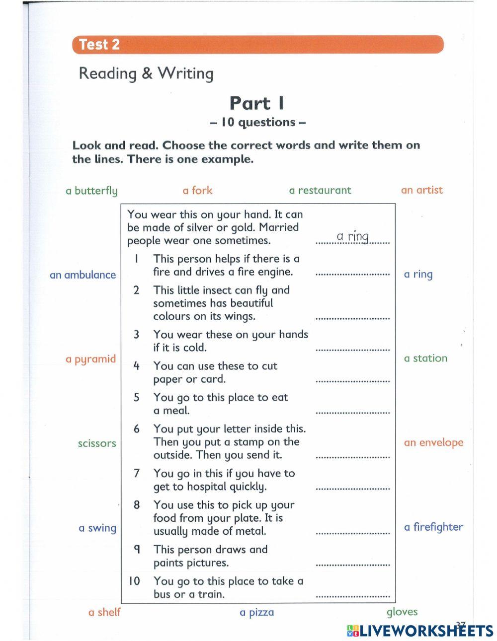 Flyers1-Reading and Writing Practice