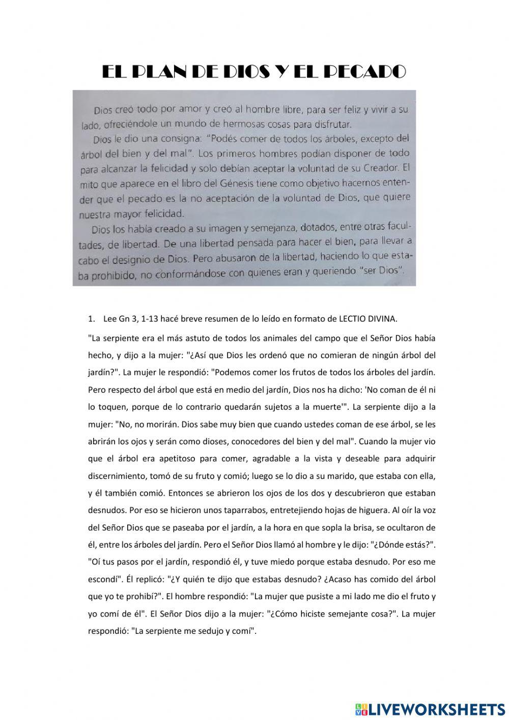 El plan de dios y el pecado