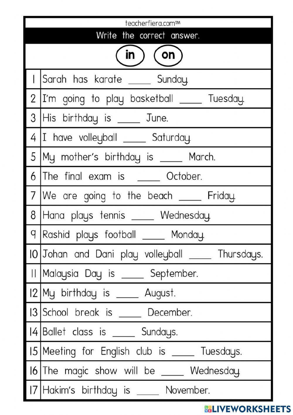 Prepositions of Time