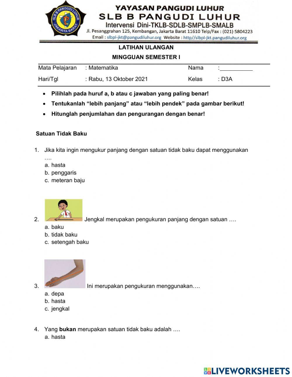 Latihan Ulangan Matematika
