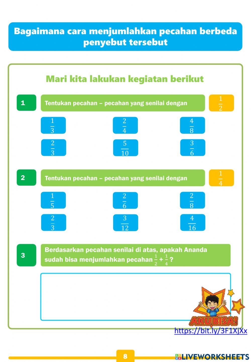 Lkpd penjumlahan pecahan