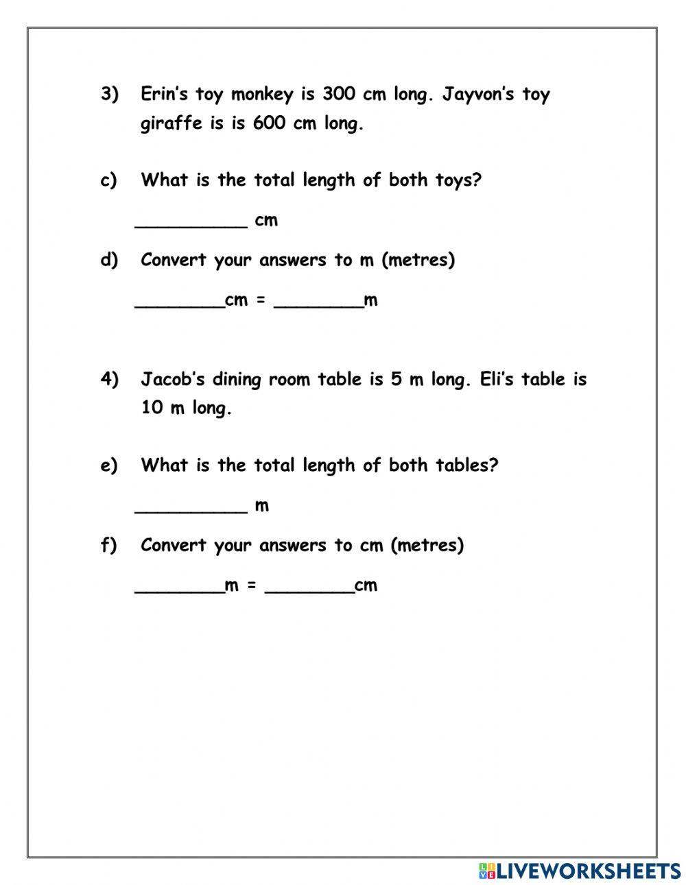 Length- Conversion- Word Problems