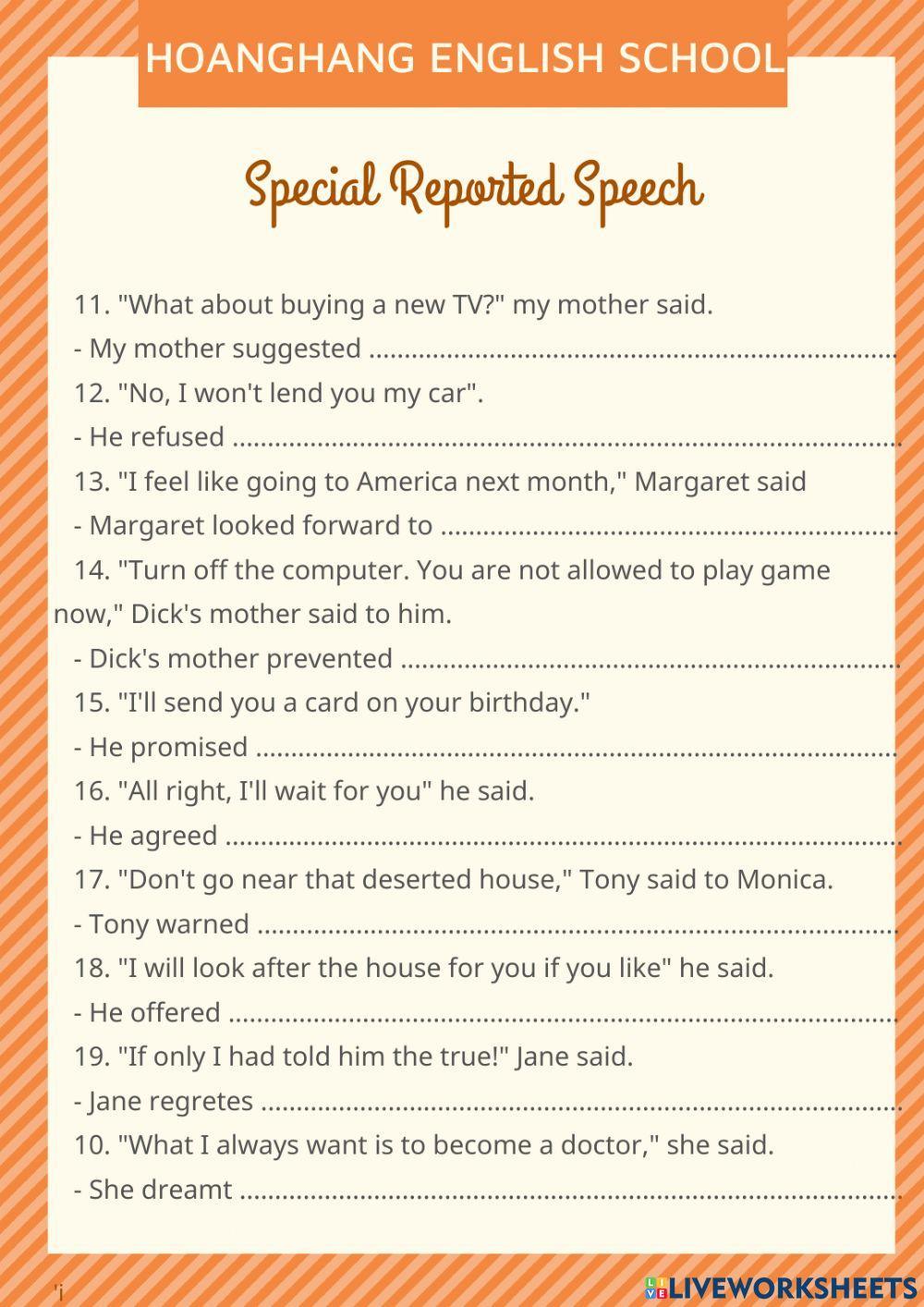 Special reported speech