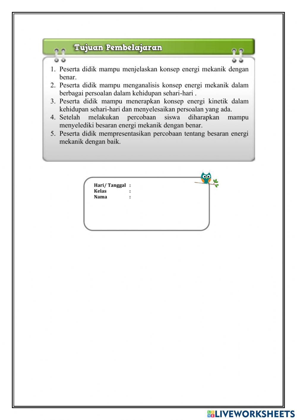 LKPD Hubungan Energi Mekanik