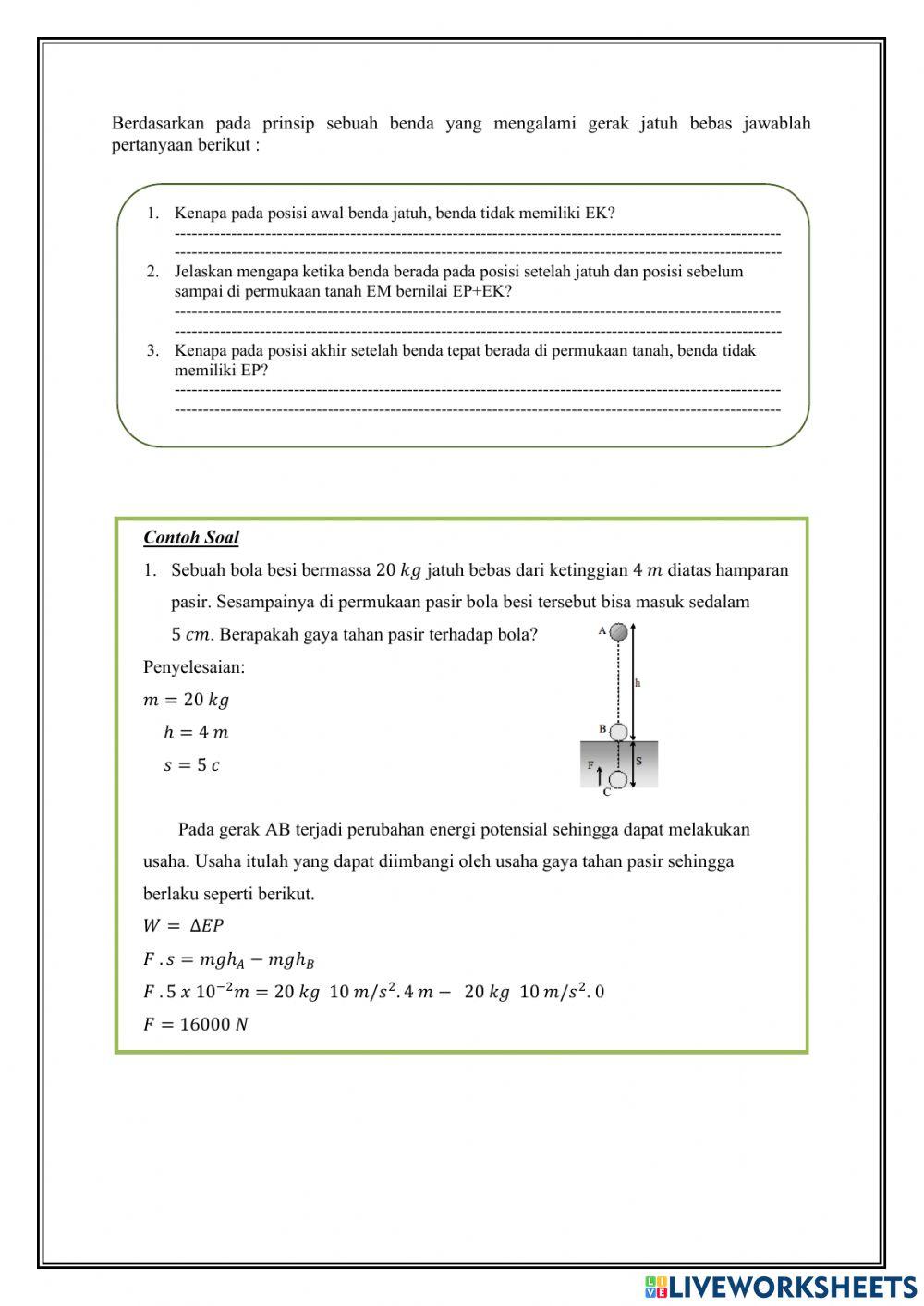 LKPD Hubungan Energi Mekanik