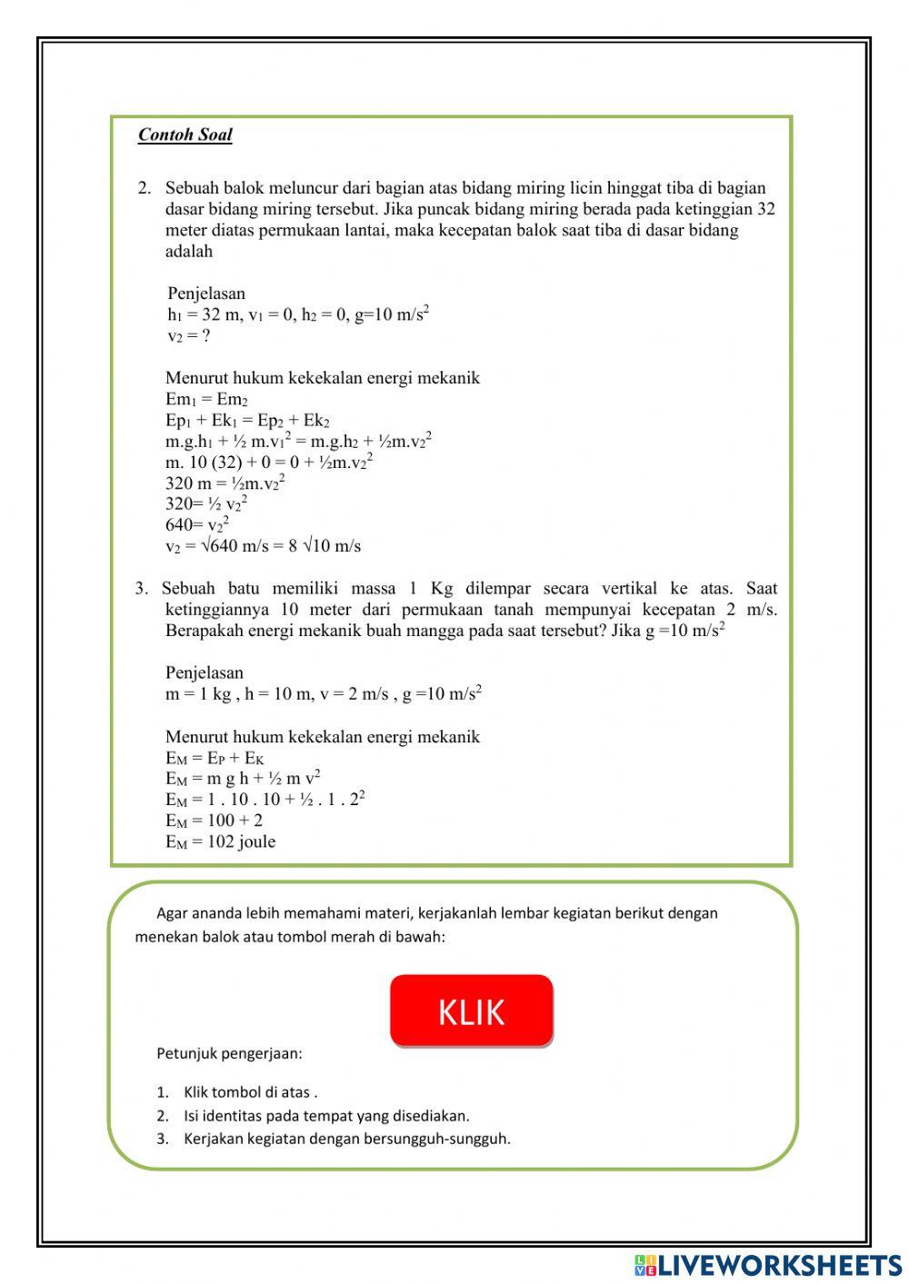 LKPD Hubungan Energi Mekanik