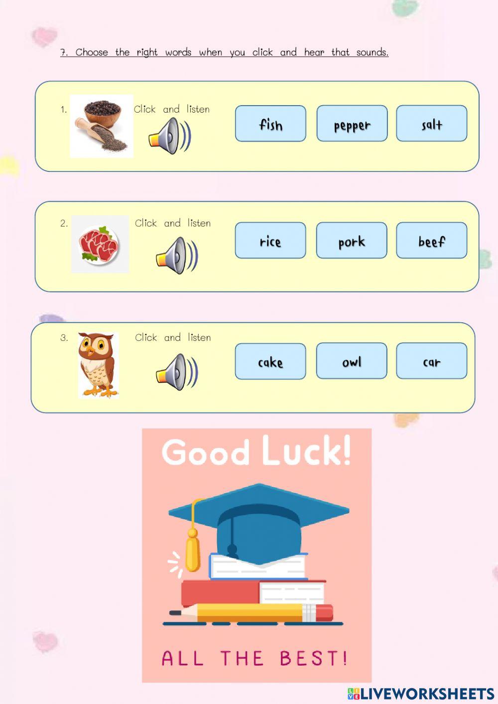 English worksheets for grade 3